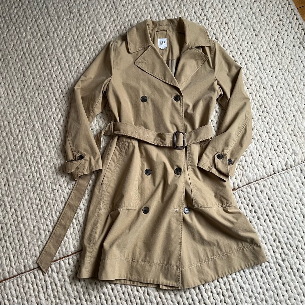 GAP Tan Double-Breasted Trench Coat